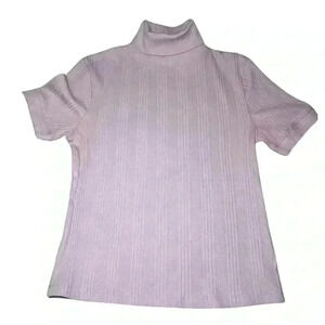 Zara Womens Beige Nude Ribbed Short Sleeve Turtleneck Top Size Medium